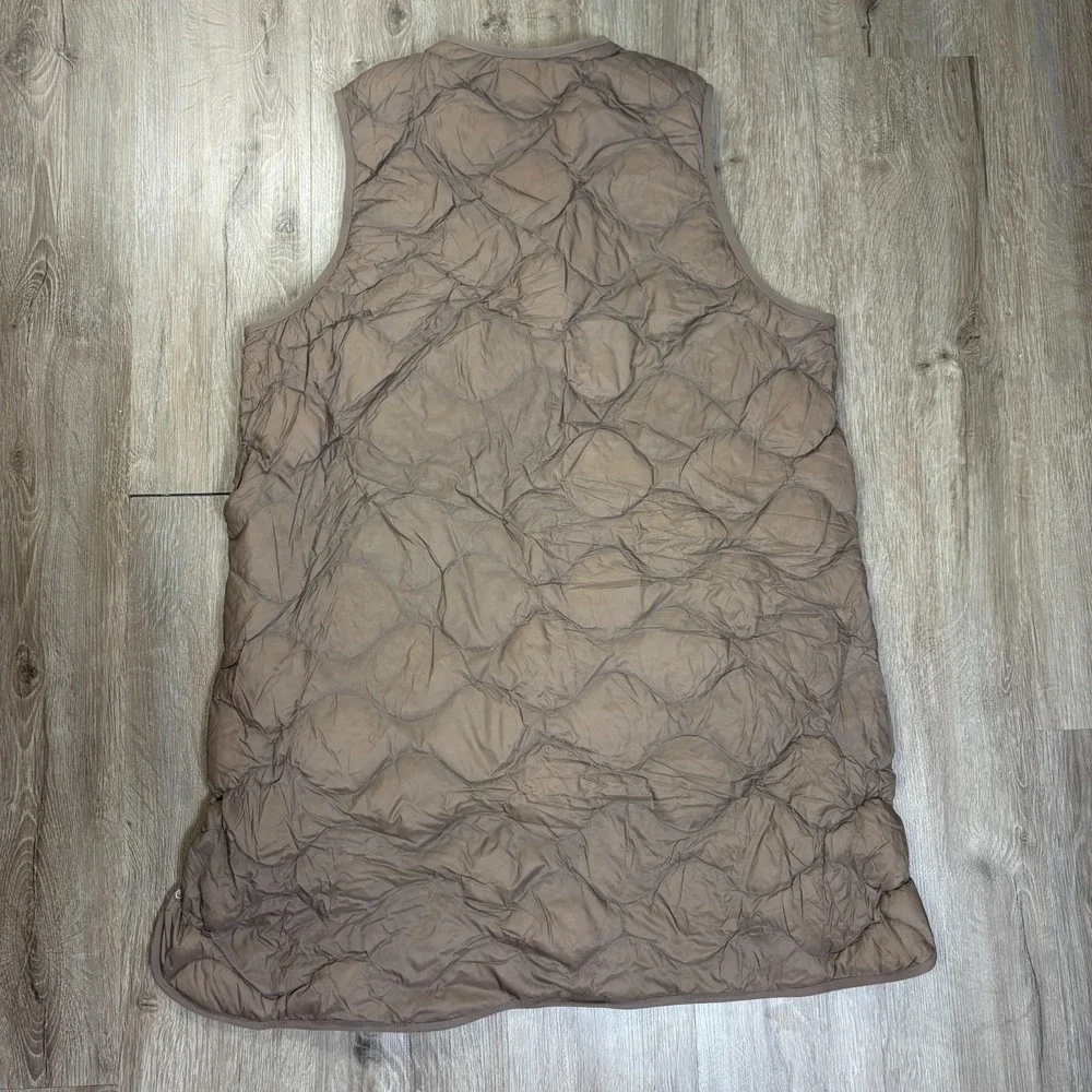 Uniqlo Ultra Light Down Long Vest Brown Womens XXL Insulated Button Puffer